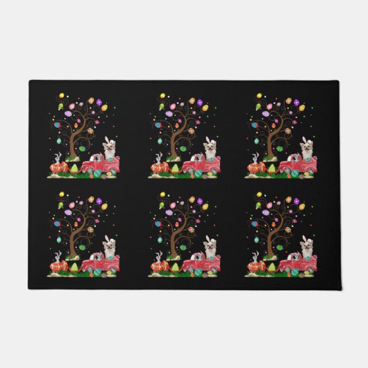 チワワ狩り卵ツリーヴィンテージトラックイースターデイ ドアマット (正面)