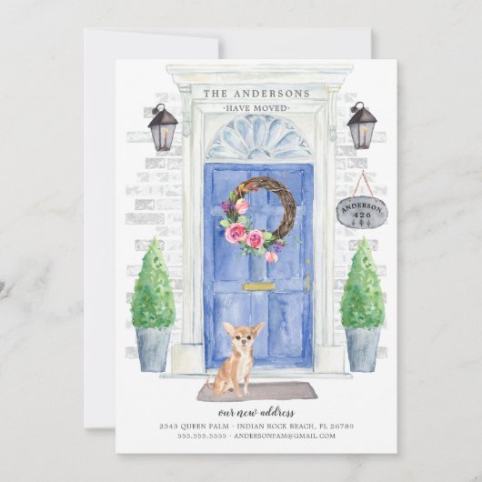 チワワ玄関ドアお引越しのお知らせ 招待状 (正面)