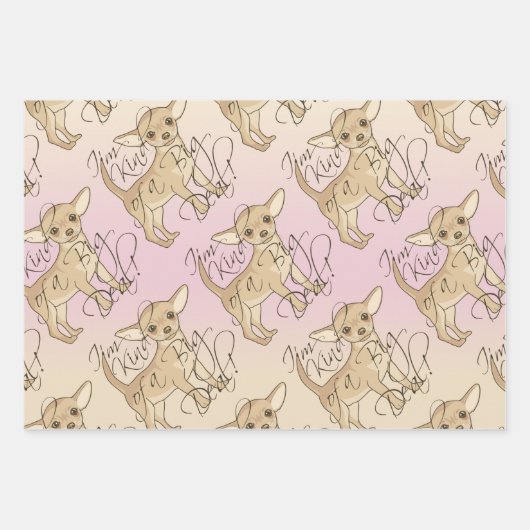 チワワ私は大きな取引の一種である ラッピングペーパーシート (正面3)