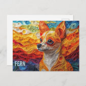 チワワ紙クイリングアートドッグポートレート ポストカード (正面/裏面)