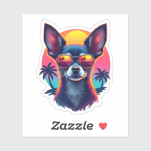 チワワ絵を描抽象芸術の色かわいい犬の警官 シール (シート)