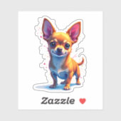 チワワ絵を描抽象芸術の色かわいい犬の警官 シール (シート)