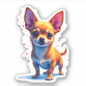 チワワ絵を描抽象芸術の色かわいい犬の警官 シール (正面)
