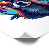 チワワ絵を描抽象芸術の色かわいい犬の警官 ポスター (角)