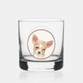 チワワ絵画ズ – かわいいオリジナルドッグアート ウイスキーグラス (正面)