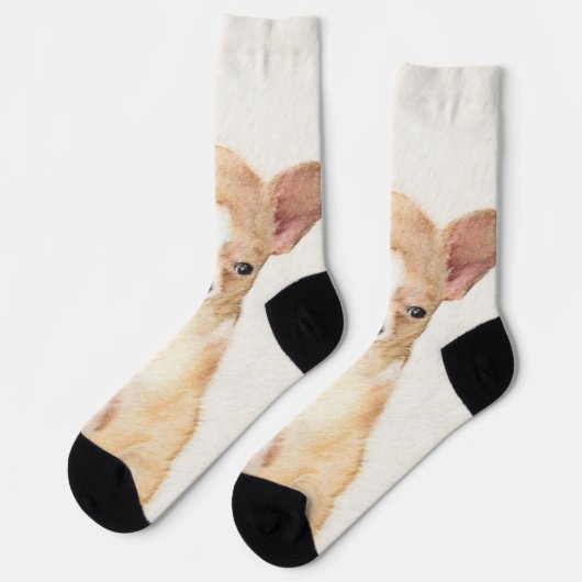 チワワ絵画ズ – かわいいオリジナルドッグアート ソックス (左)