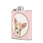 チワワ絵画ズ – かわいいオリジナルドッグアート フラスク (左)