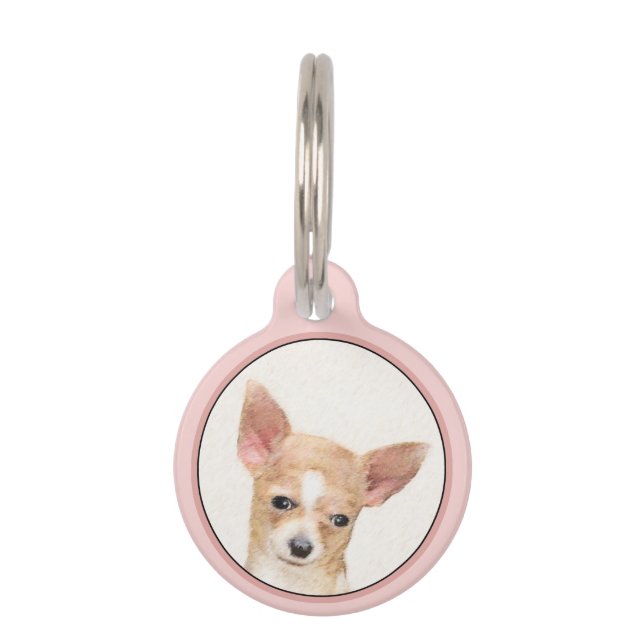 チワワ絵画ズ – かわいいオリジナルドッグアート ペット　ネームタグ (正面)
