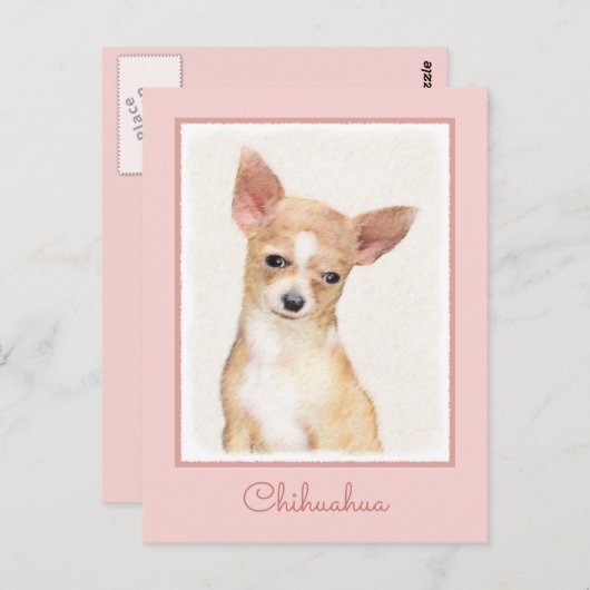 チワワ絵画ズ – かわいいオリジナルドッグアート ポストカード (正面/裏面)