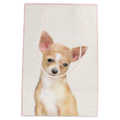 チワワ絵画ズ – かわいいオリジナルドッグアート ミディアムペーパーバッグ (裏面)