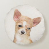 チワワ絵画ズ – かわいいオリジナルドッグアート ラウンドクッション (裏面)