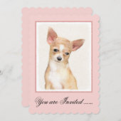 チワワ絵画ズ – かわいいオリジナルドッグアート 招待状 (正面/裏面)