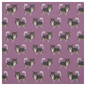 チワワ色の長毛の三色の犬紫 ファブリック (見本)