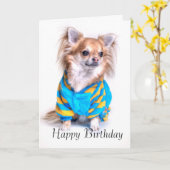 チワワ誕生日カード カード (黄色い花)