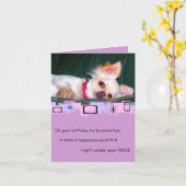 チワワ誕生日グリーティングカード カード (黄色い花)