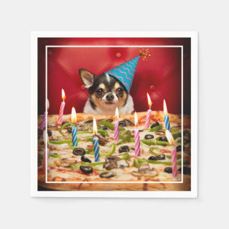 チワワ誕生日ピザパイ スタンダードカクテルナプキン