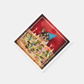 チワワ誕生日ピザパイ スタンダードカクテルナプキン (角)