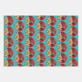 チワワ誕生日ピザパイ ラッピングペーパーシート (正面)