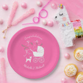 チワワ赤ちゃんシャワーパピードッグピンクガール ペーパープレート (パーティー)