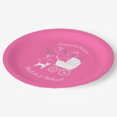 チワワ赤ちゃんシャワーパピードッグピンクガール ペーパープレート (アングル)