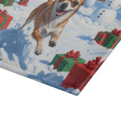 チワワ走アの雪とクリスマスハット カッティングボード (角)