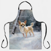 チワワ雪のクリスマスを手放す エプロン (正面)