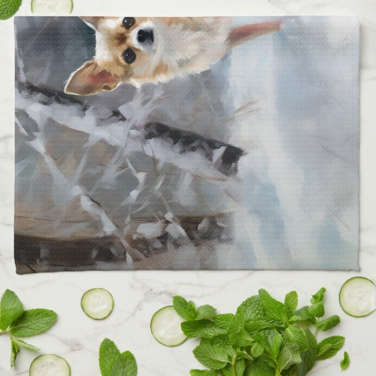 チワワ雪のクリスマスを手放す キッチンタオル (折り畳み)