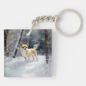 チワワ雪のクリスマスを手放す キーホルダー (裏面)