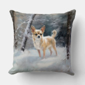チワワ雪のクリスマスを手放す クッション (正面)