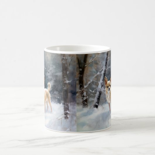 チワワ雪のクリスマスを手放す コーヒーマグカップ (中央)