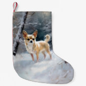 チワワ雪のクリスマスを手放す スモールクリスマスストッキング (正面)
