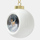 チワワ雪のクリスマスを手放す セラミックボールオーナメント (右)