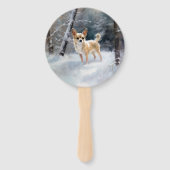 チワワ雪のクリスマスを手放す ハンドファン (正面)