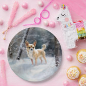 チワワ雪のクリスマスを手放す ペーパープレート (パーティー)