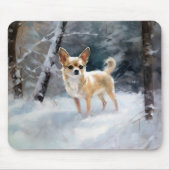 チワワ雪のクリスマスを手放す マウスパッド (正面)