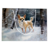 チワワ雪のクリスマスを手放す ラージペーパーバッグ (裏面)