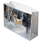 チワワ雪のクリスマスを手放す ラージペーパーバッグ (裏面アングル)