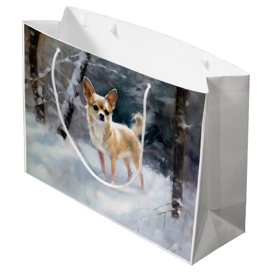 チワワ雪のクリスマスを手放す ラージペーパーバッグ (裏面アングル)