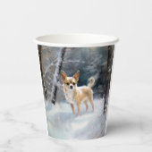 チワワ雪のクリスマスを手放す 紙コップ (裏面)