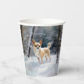 チワワ雪のクリスマスを手放す 紙コップ (正面)