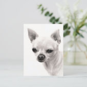チワワ顔勉強ハンドアート絵を描ワーク ポストカード (スタンド正面)