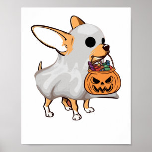 チワワ おばけ かぼちゃ ハロウィンTシャツ ポスター
