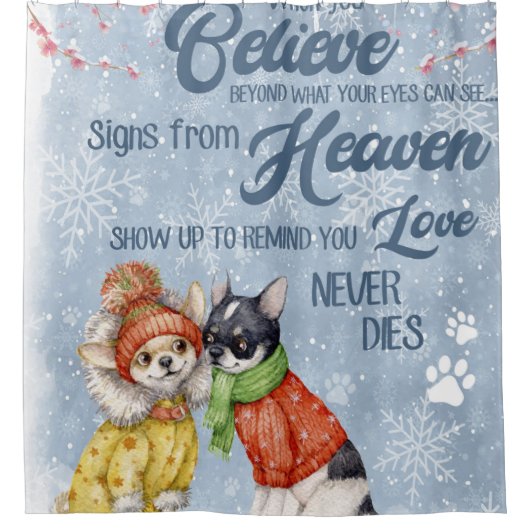 チワワ – かわいい子犬のクリスマスギフト， シャワーカーテン (正面)