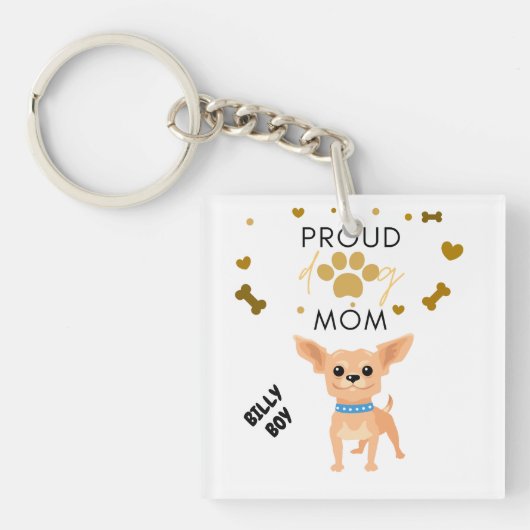 「チワワ」アクリル系両面キーチェーン。 キーホルダー (正面)