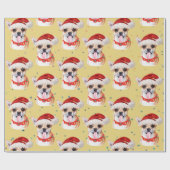 チワワ イエロー クリスマス 水彩 犬の種類 ラッピングペーパー (フラット)
