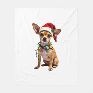チワワ クリスマス サンタ ださいセーター 犬好き X フリースブランケット