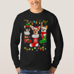 チワワ クリスマス ソックス メリークリスマス Xmas ホール Tシャツ