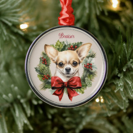 チワワ　クリスマス　ペット　メモリアル　犬　品種 メタルオーナメント