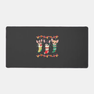 チワワ クリスマス ライト 楽しい Xmas ドッグ ラバー エス デスクマット