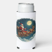 チワワ・クルーが引っ張るサンタと彼のそり スリム缶クーラー (Seltzer正面)